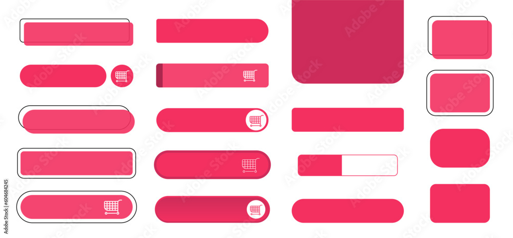 Poster the shop now is a set of simple modern buttons. push button for an application, advertisement, store