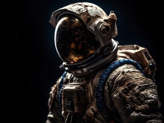 Astronaut in spacesuit against the background of the night sky Created with Generative AI technology