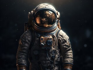 Astronaut in spacesuit against the background of the night sky Created with Generative AI technology