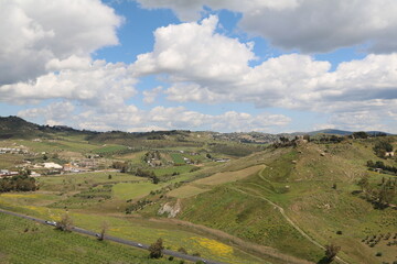 Green landscape around Agrigento in spring, Sicily Italy