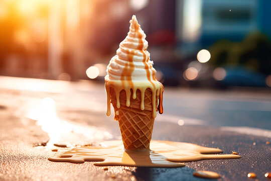 Summer Melting Ice Cream Background, Summer Day, Melt, Ice Cream