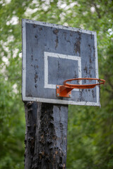 Yard basketball hoop on a pole