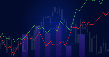stock market chart trading concept - obrazy, fototapety, plakaty
