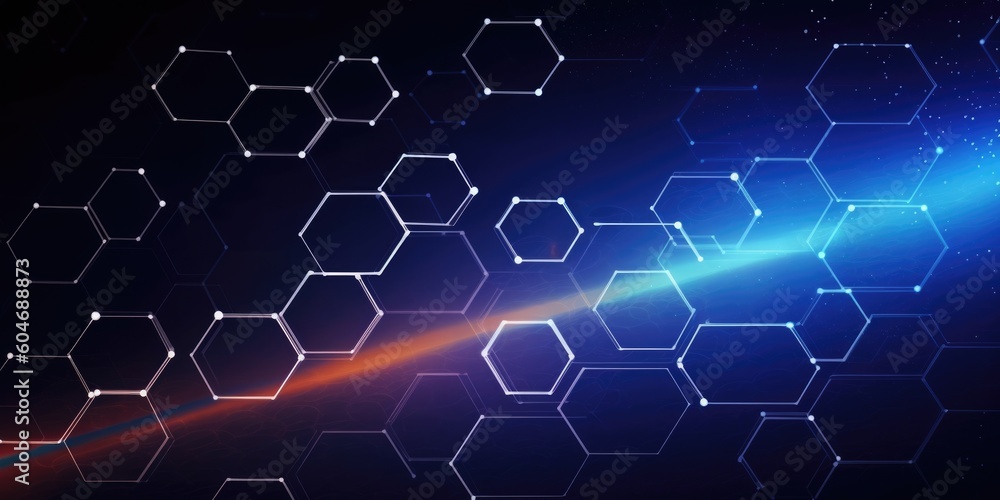 Poster blue hexagon technology abstract background. generative ai aig21.