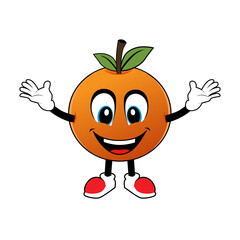 Orange Fruit Cartoon Mascot with happy smiling face .Illustration for sticker icon mascot and logo