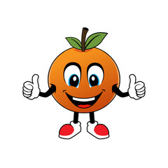 Smiling Orange Fruit Cartoon Mascot Giving Thumbs Up .Illustration for sticker icon mascot and logo