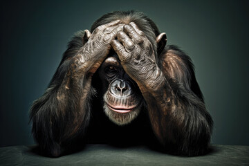 Sad depressed Chimpanzee, Generative AI