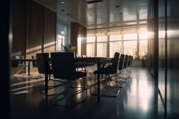 Fototapeta na wymiar Empty meeting room in office. Neural network AI generated Generative AI