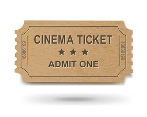 Vintage Ticket And Isolated White Background