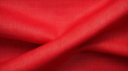 Red Broadcloth Fabric Texture Background - Textile Material - Generative AI