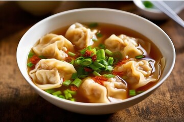 Generative AI Wonton Soup Originating in Northern China wontons Food Photography