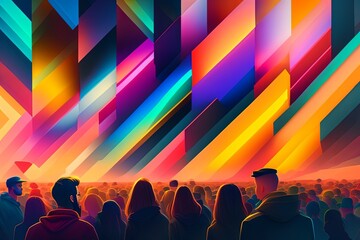 Obraz na płótnie Canvas A Colorful Crowd Generative AI