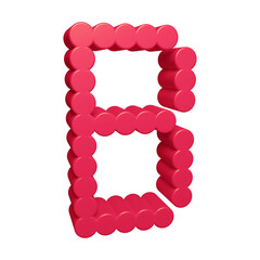 Obraz premium Pink alphabet letter b with round shapes in 3d rendering for education concept