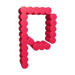 Obraz premium Pink alphabet letter p with round shapes in 3d rendering for education concept