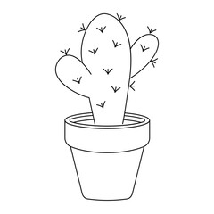 Cactus in a pot, home plant, vector illustration