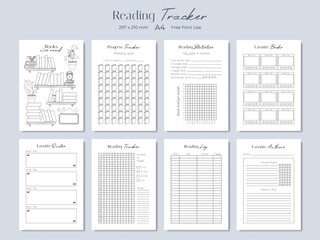 Book reading tracker, vector illustration