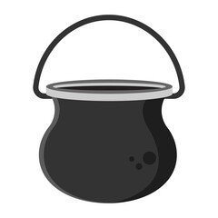 Pot, empty black pot, halloween holiday, vector illustration