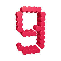 Obraz premium Pink number 9 in 3d rendering for math, business and education concept