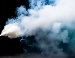 Obraz premium Smoke or fog steam set on black color background. Hazy steam curls for decorative special effect. Cigarette fumes or dry ice Smoking design. Smoke steam food, Generative AI, illustration