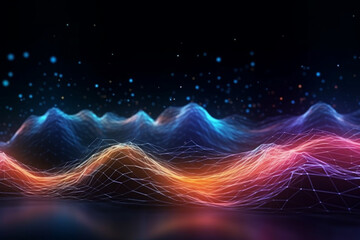 Vibrant illustration captures the essence of data flow through dynamic ripples and waves. Ai generated