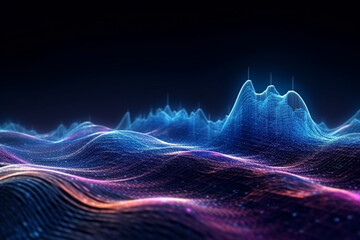 Fototapeta na wymiar Vibrant illustration captures the essence of data flow through dynamic ripples and waves. Ai generated