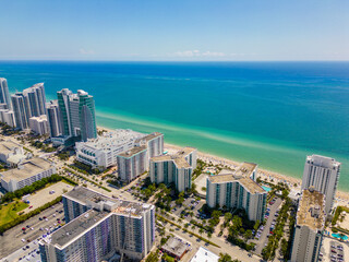 Aerial view of Hallandale Hollywood Beach FL summer 2023