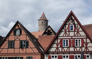 Altstadt und Gruener Turm in Dinkelsbuehl