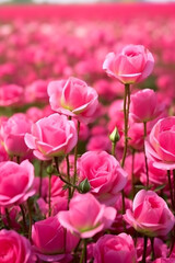 Field of pink roses created with Generative AI technology