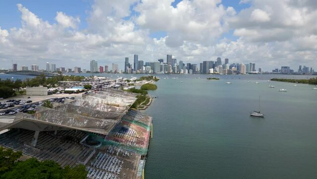 Aerial video Miami Marine Stadium 4k