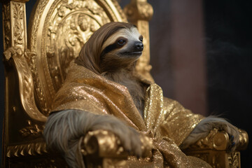 The Laid-back Monarch: A Sloth's Throne of Relaxation, Generative Ai