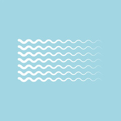 Wave icon on blue background. Vector illustration