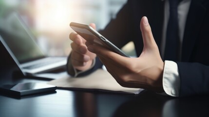 Male hands holding a smartphone,Business