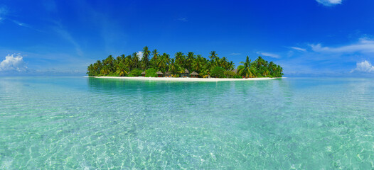  Beautiful maldives tropical island - Panorama - obrazy, fototapety, plakaty