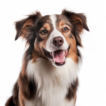 Australian Shepherd Dog On White Background