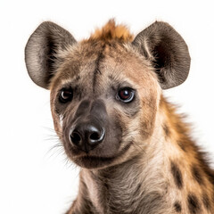 Front view close up of hyena animal isolated on transparent background - obrazy, fototapety, plakaty