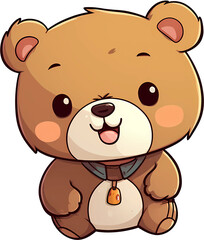 Obraz premium A sticker cartoon brown cute bear ai generated