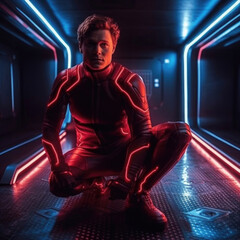 Photo realistic science-fiction, fantasy, superhero, super soldier illustration. Anatomy and lighting reference. Generative AI.