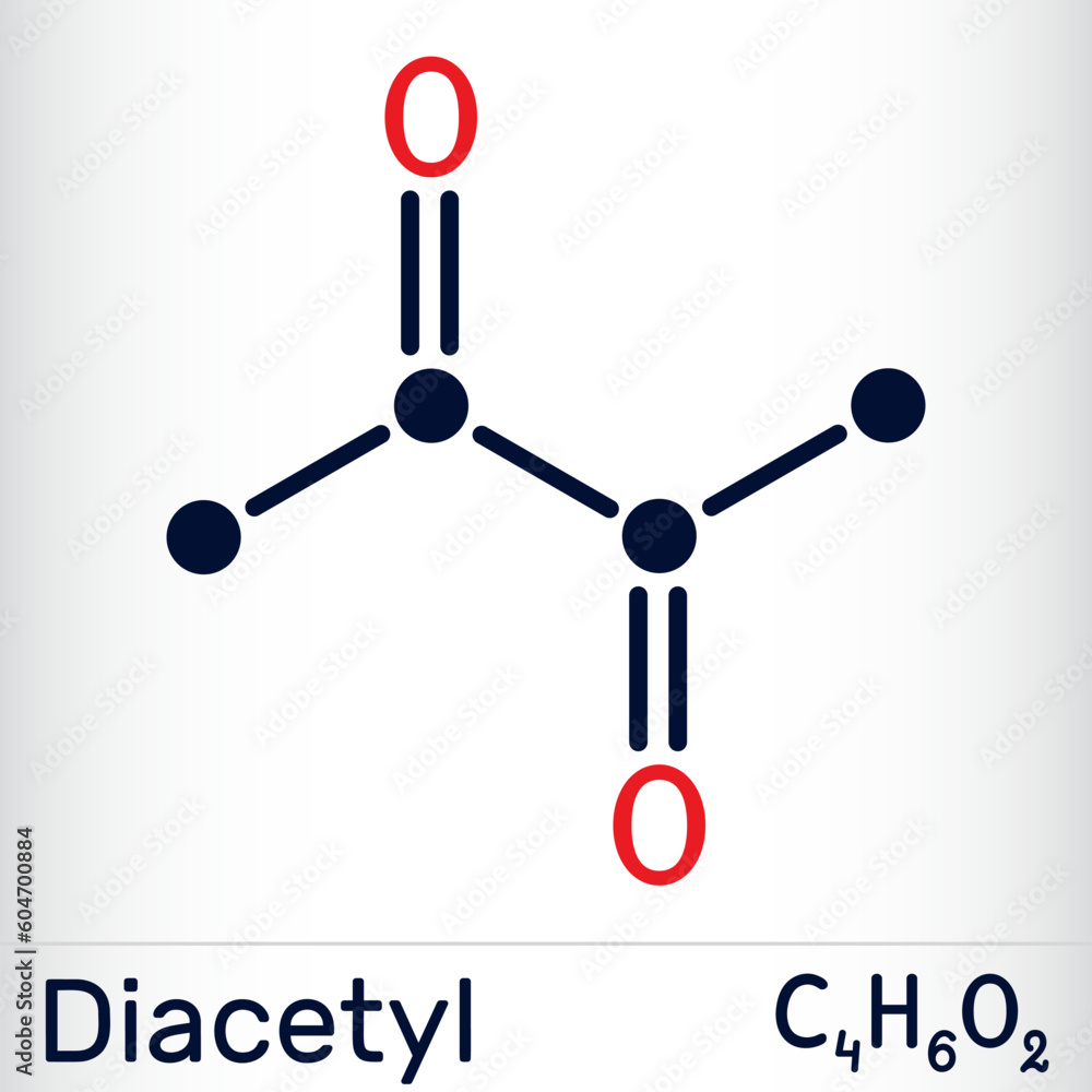 Canvas Prints diacetyl, butanedione molecule. it is occurs in alcoholic beverages and is added as a flavoring to s