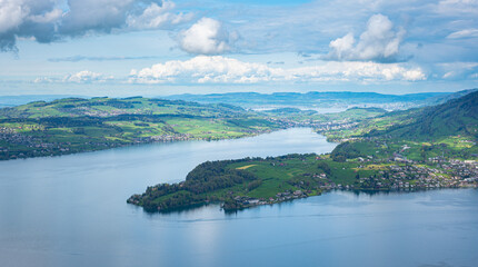 Beautiful view from Mount Bürgenstock over Lake Lucerne in Switzerland