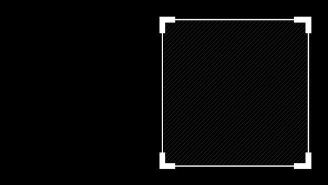 Label element for your text or info. Box Animated Overlay isolated on black. Business infographic concept. 60 fps 3D animation