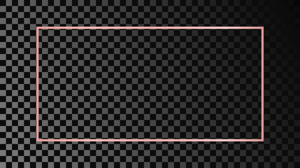 Rose gold glowing rectangular shape frame