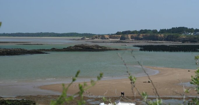 The landscape view from the lighthouse of Merquel. Mesquer, France, May 2023.