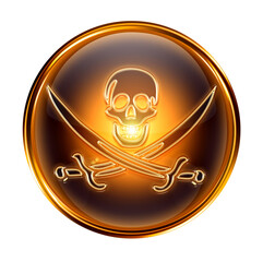 Pirate icon gold, isolated on black background