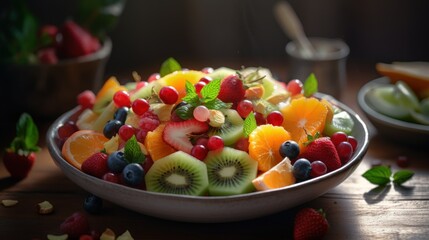 Healthy fresh fruit salad in bowl