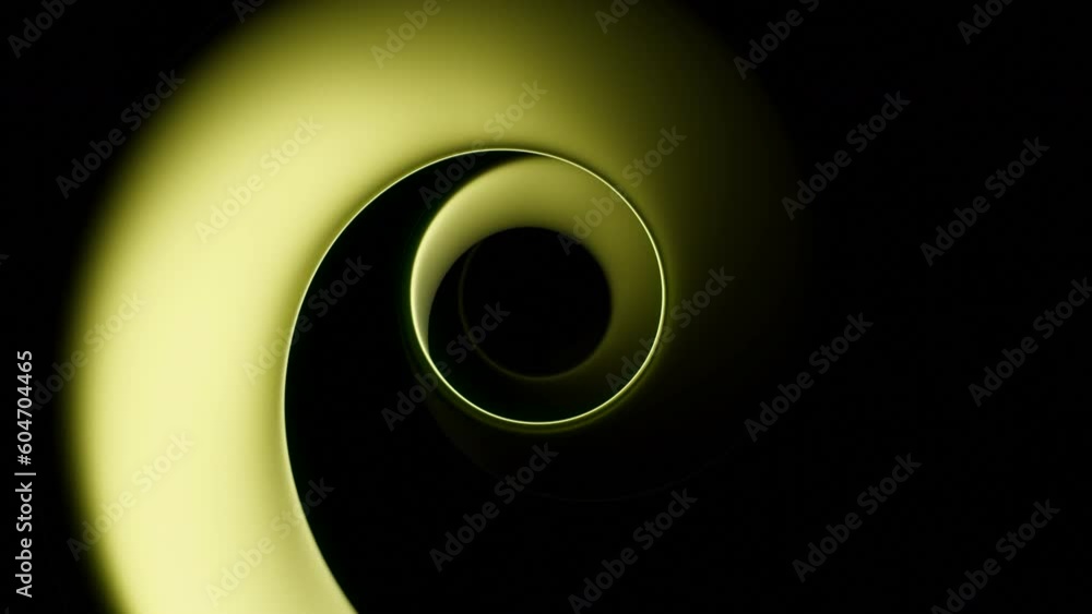 Poster hypnotic tunnel with rotating spiral on black background. design. moving circular spiral of lines on