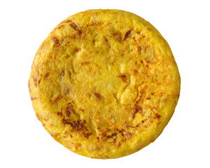 Potato and onion omelette isolated on empty background