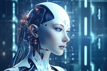 robotic ai . futuristic technology or machine learning   