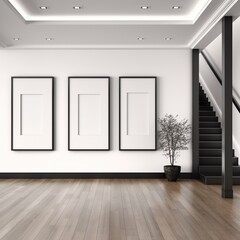 Obraz premium Frame mockup in a nice clean mansion, black and white
