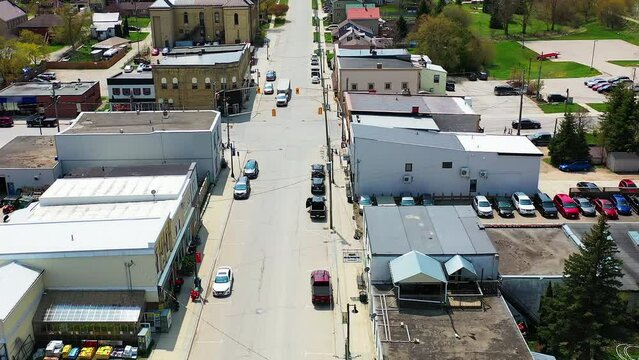 Aerial view of Drayton, Ontario, Canada in spring 4K