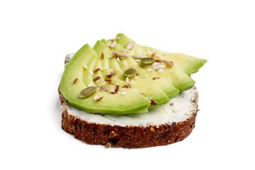 Obraz na płótnie Canvas Tasty avocado toast on white background